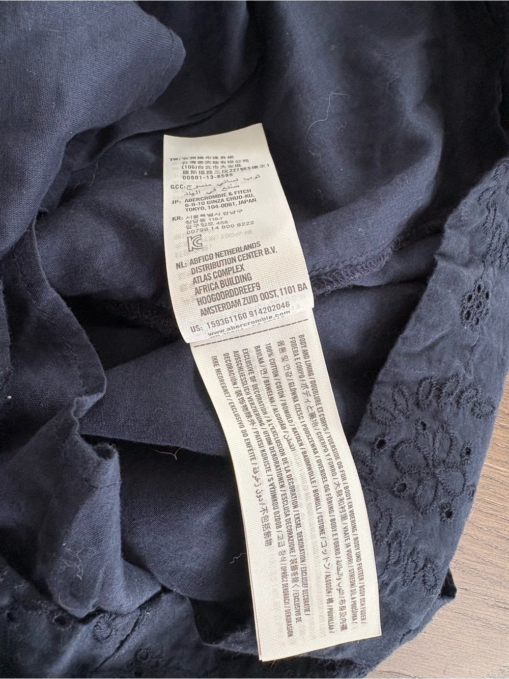 Abercrombie & Fitch Navy One-Shoulder Eyelet Ruffle Dress - Picture 6 of 6